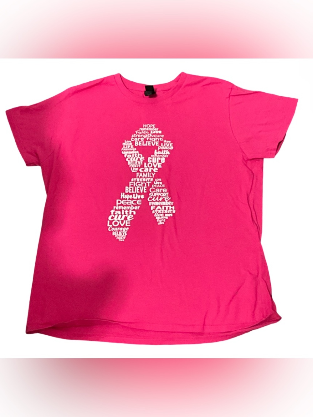 Pink Breast Cancer Awareness Ribbon Graphic T-Shirt Gildan Women’s Large